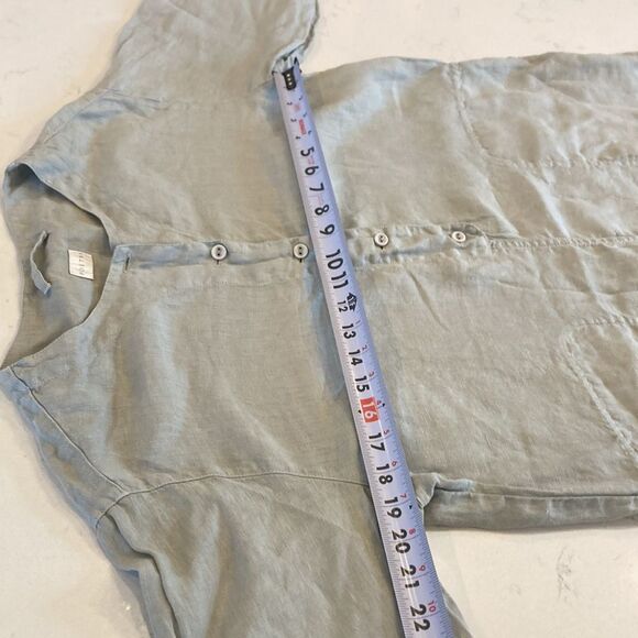 Poetry 100% Linen Half Button Down grey Oversized caftan long dress Size 4 - Picture 9 of 12